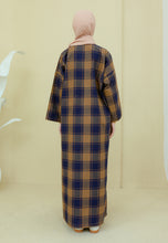 Load image into Gallery viewer, Azra Checkered Caftan (Dark Blue)