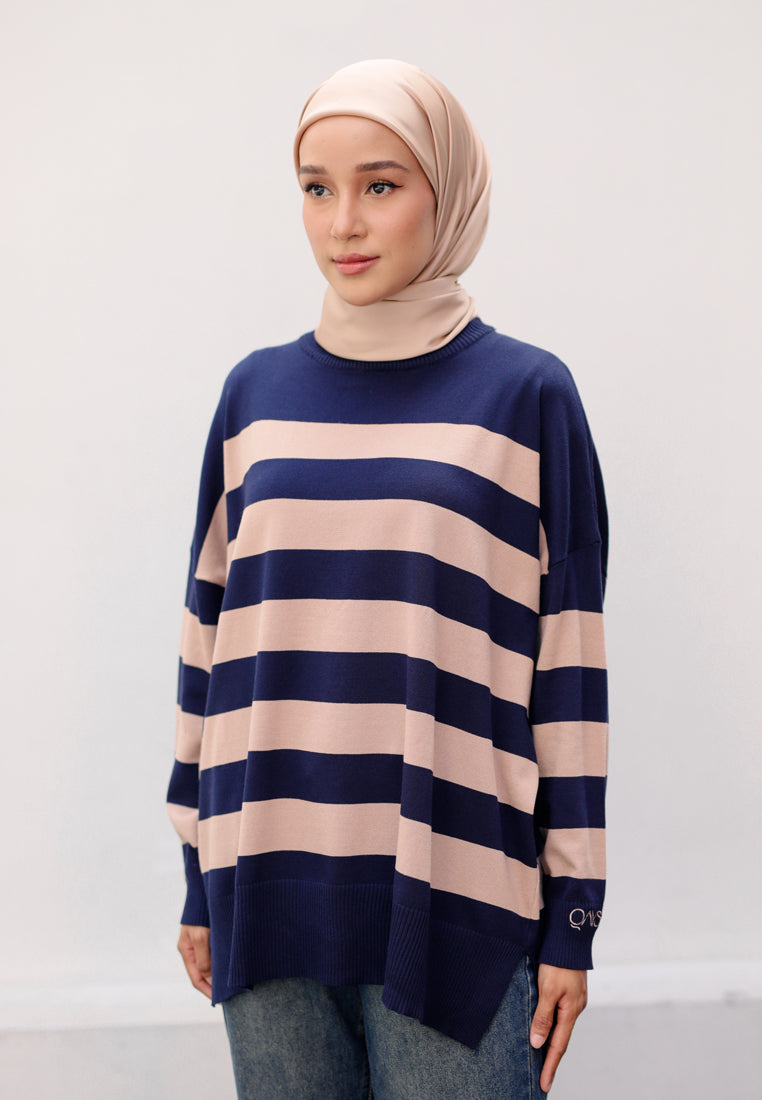 Allea Knitwear Top (Dark Blue) – QAYSAA