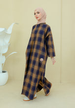 Load image into Gallery viewer, Azra Checkered Caftan (Dark Blue)