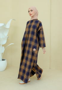 Azra Checkered Caftan (Dark Blue)