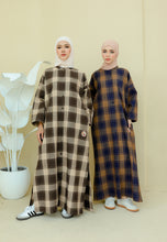 Load image into Gallery viewer, Azra Checkered Caftan (Dark Blue)