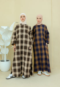 Azra Checkered Caftan (Dark Blue)