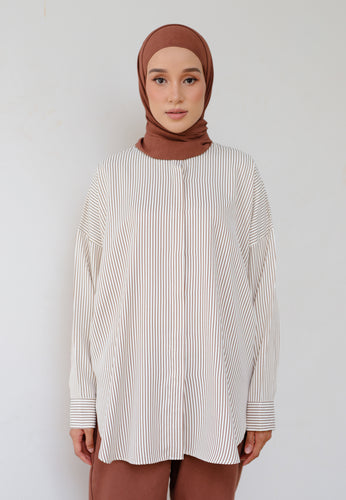 Zoha Stripe Top (Dark Brown)