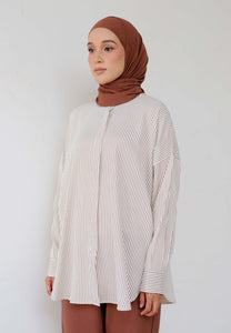 Zoha Stripe Top (Dark Brown)