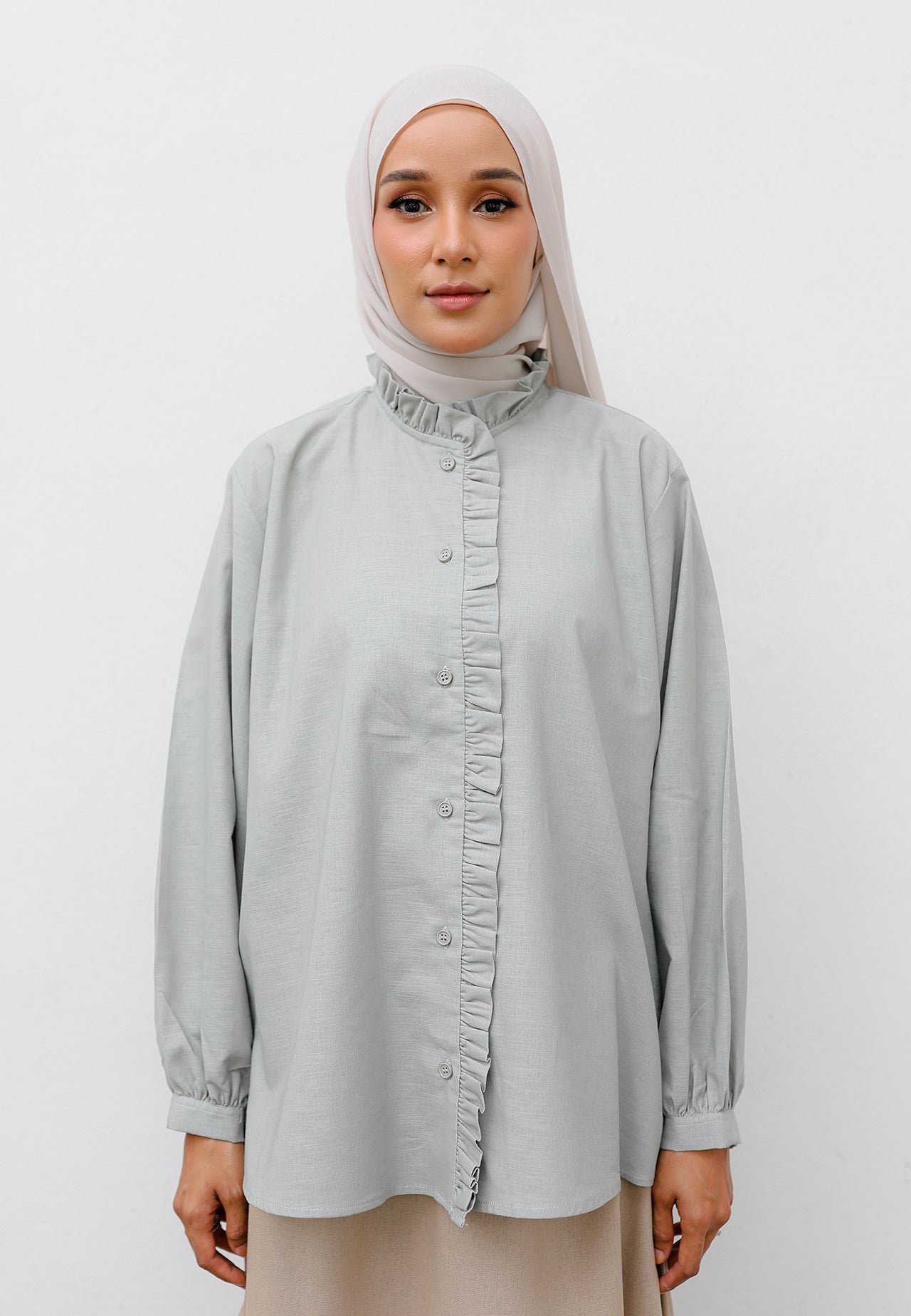Neeya Ruffles Top (Soft Grey)