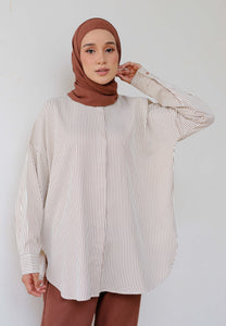 Zoha Stripe Top (Dark Brown)