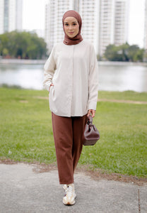 Zoha Stripe Top (Dark Brown)