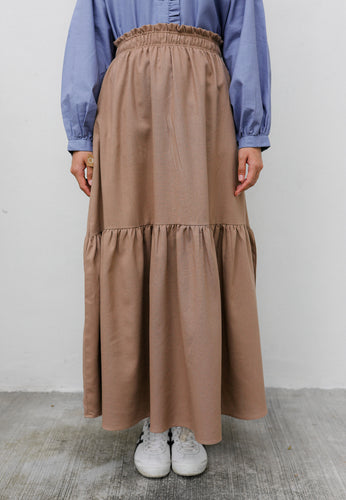 Nora Tiered Skirt (Brown)