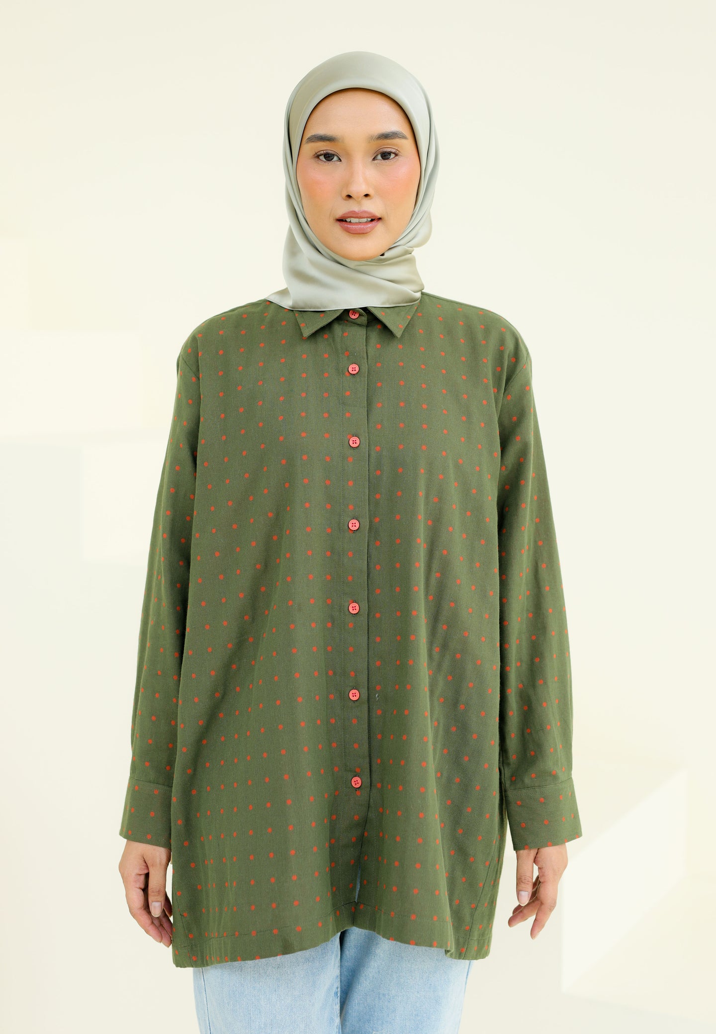 Humraa Polka Top (Olive Green)