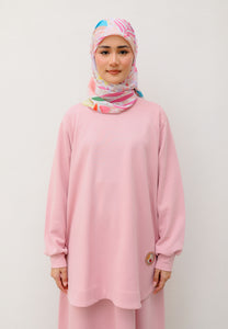 Zoe Curved T-Shirt (Pastel Pink)