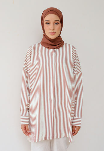 Emma Stripe Top (Dark Brown)