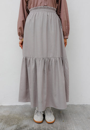 Nora Tiered Skirt (Soft Grey)