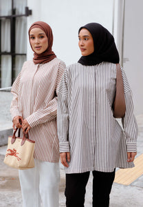 Emma Stripe Top (Dark Brown)