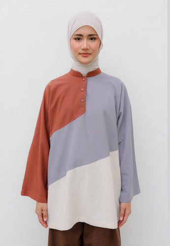 Zeera Patches Top (Brick Grey)