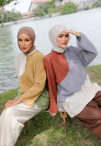 Zeera Patches Top (Brick Grey)