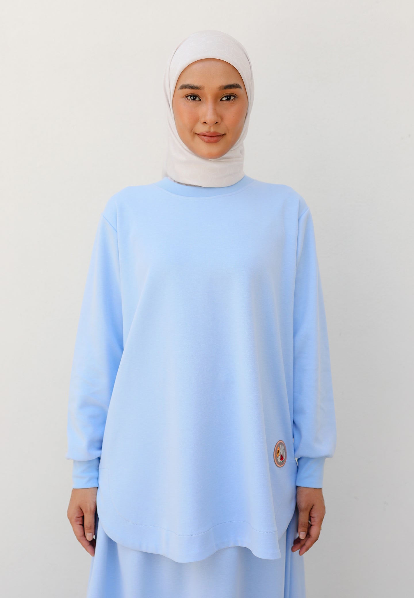 Zoe Curved T-Shirt (Baby Blue)