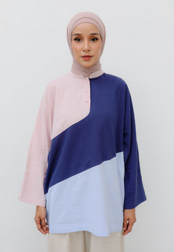 Zeera Patches Top (Blue Pink)