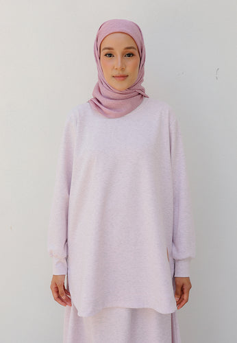 Zoe Curved T-Shirt (Melange Pink)