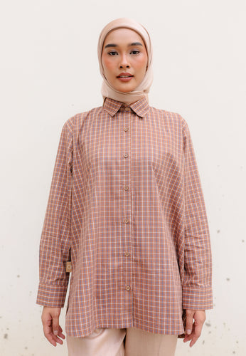 Aufaa Printed Top (Checkered Brown)