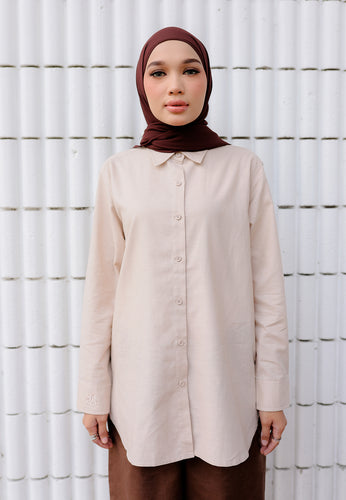 Erum Linen Top (Nude Brown)