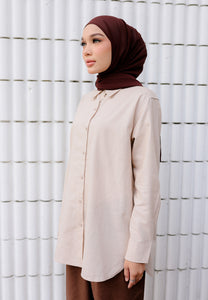 Erum Linen Top (Nude Brown)