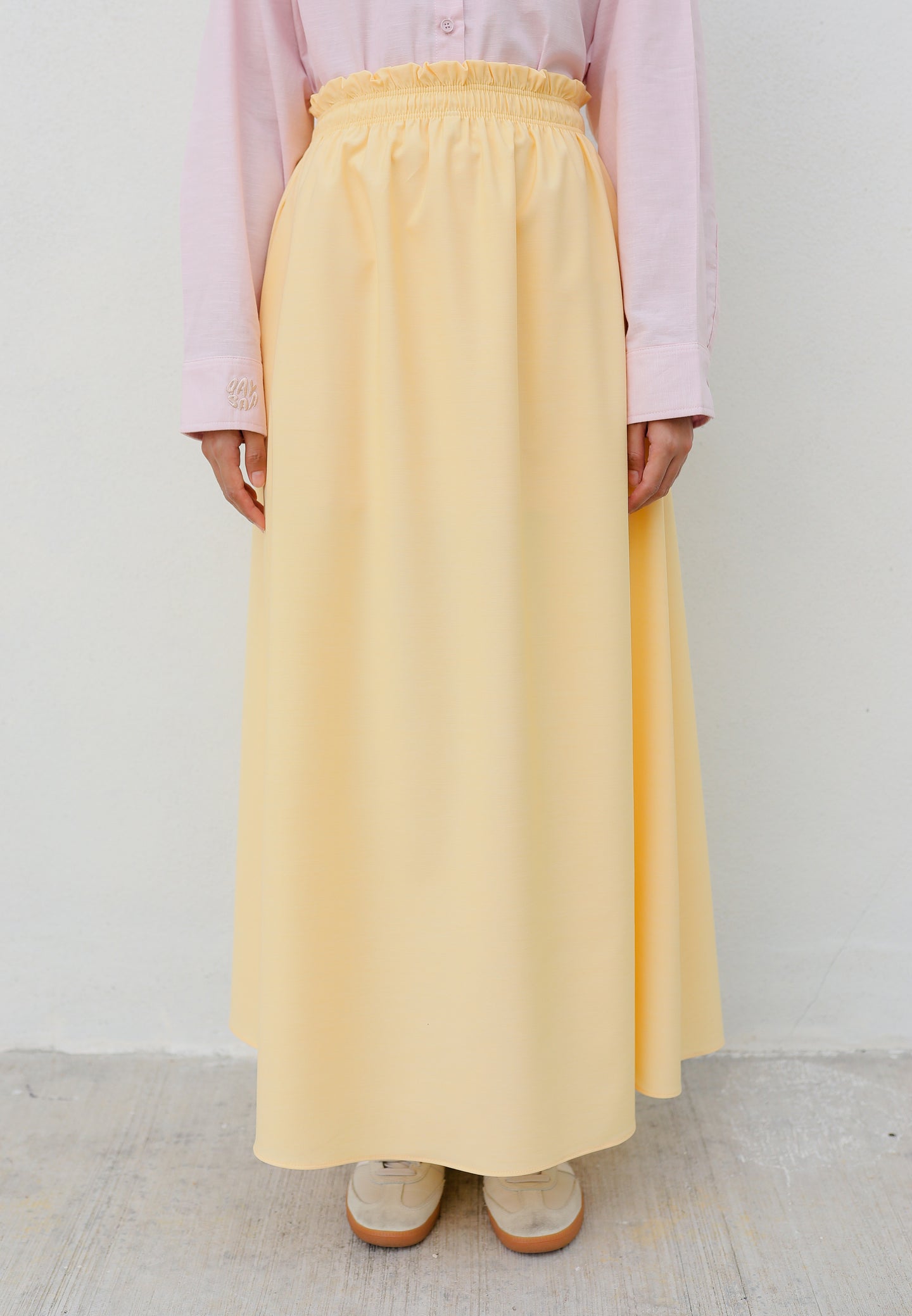 Armel Cotton Skirt (Pastel Yellow)