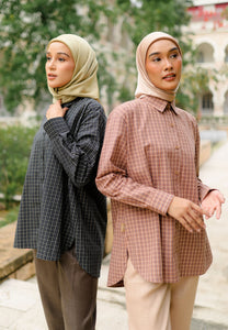 Aufaa Printed Top (Checkered Brown)