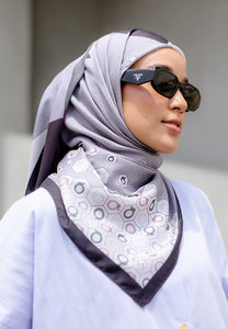 Novaa Printed Square Hijab (Simetri pale purple)