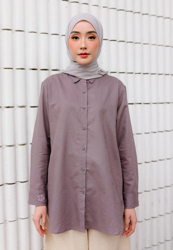 Erum Linen Top (Dusty Purple)