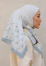 Load image into Gallery viewer, Novaa Printed Square Hijab (Simetri Silver Grey)
