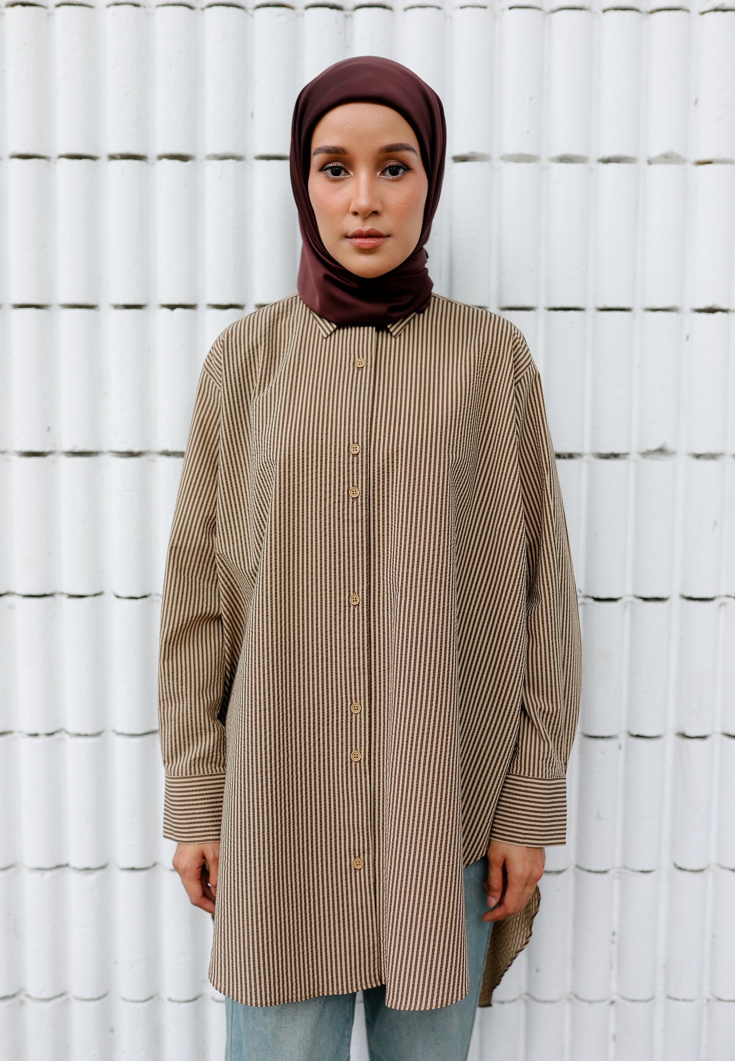 Reem Stripe Top (Brown)