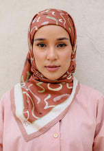 Load image into Gallery viewer, Novaa Printed Square Hijab (Doodle Brown)