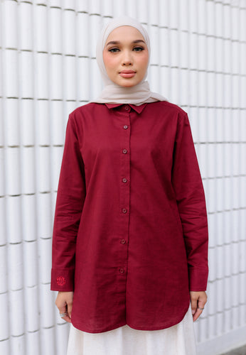 Erum Linen Top (Maroon)