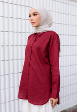 Load image into Gallery viewer, Erum Linen Top (Maroon)