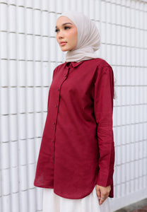 Erum Linen Top (Maroon)