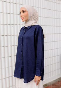 Erum Linen Top (Midnight Blue)