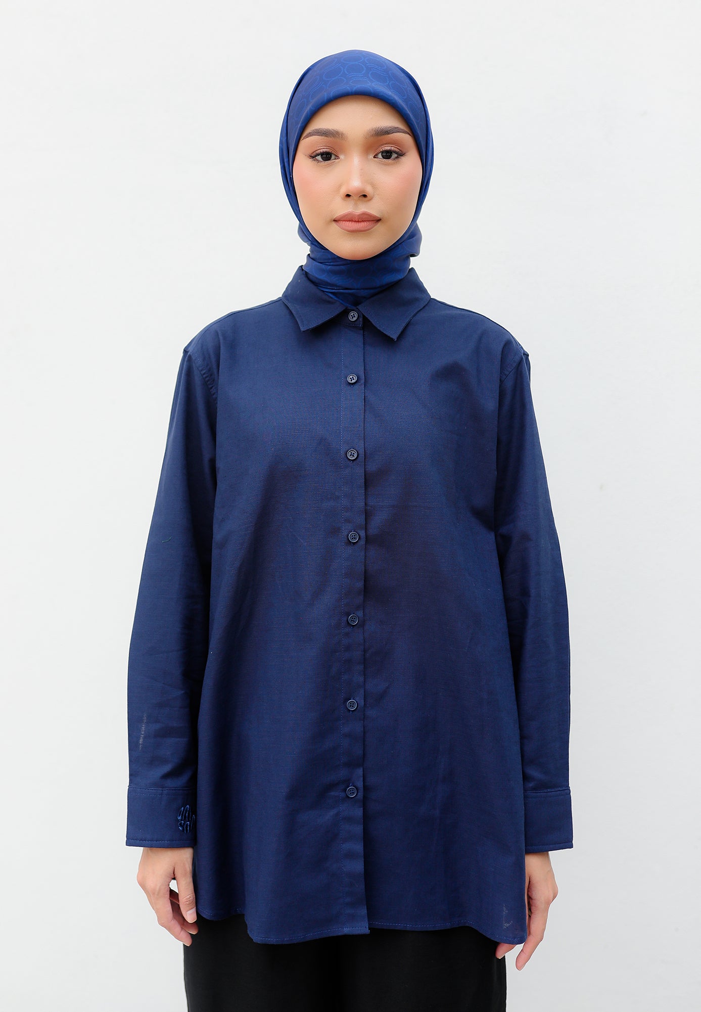 Erum Linen Top (Midnight Blue)