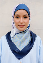 Load image into Gallery viewer, Novaa Printed Square Hijab (Geometri Blue)
