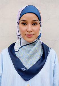 Novaa Printed Square Hijab (Geometri Blue)