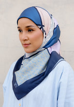 Load image into Gallery viewer, Novaa Printed Square Hijab (Geometri Blue)