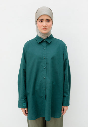 Erum Linen Top (Emerald Green)