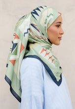 Load image into Gallery viewer, Novaa Printed Square Hijab (Zigzag Avocado)