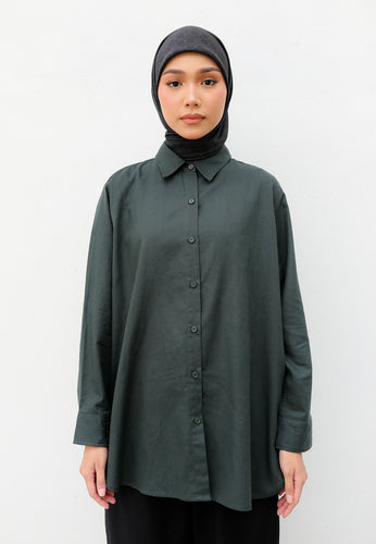 Erum Linen Top (Deep Green)