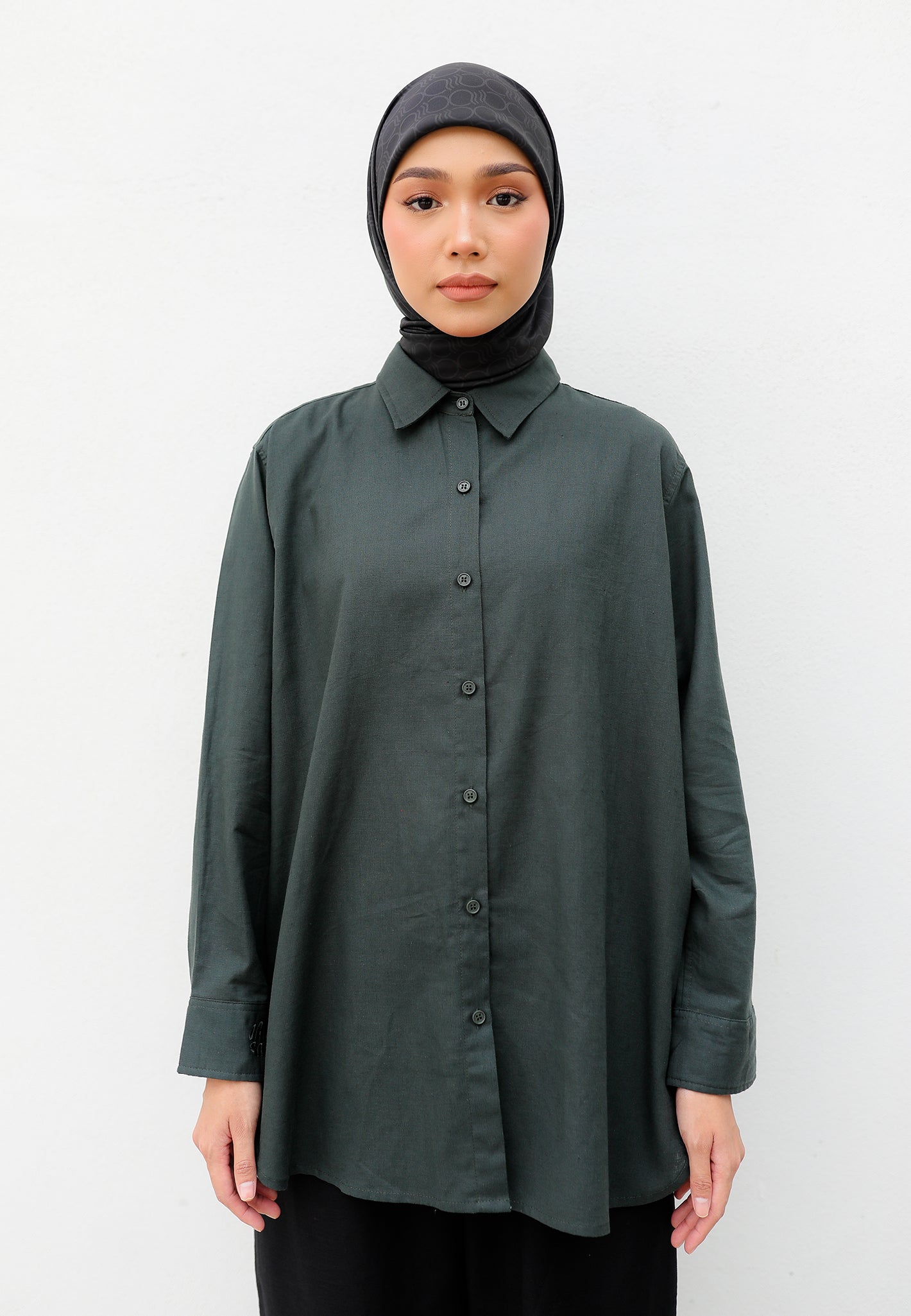 Erum Linen Top (Deep Green)