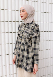 Sophia Checkered Top (Dark Blue)
