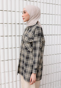 Sophia Checkered Top (Dark Blue)