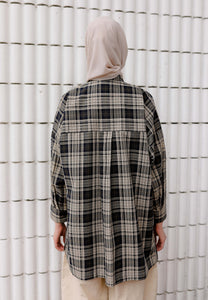 Sophia Checkered Top (Dark Blue)