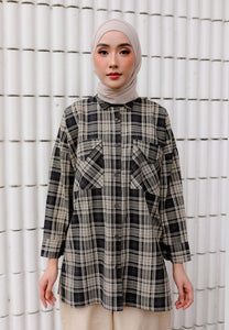 Sophia Checkered Top (Dark Blue)