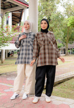 Load image into Gallery viewer, Sophia Checkered Top (Dark Blue)