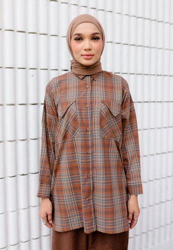 Sophia Checkered Top (Brown)